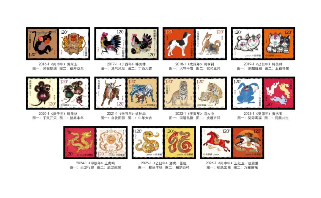 已发行的第四轮生肖邮票图案参考.jpg